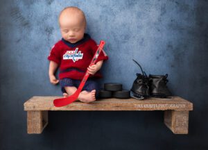 Washington Capitals hockey themed newborn photo